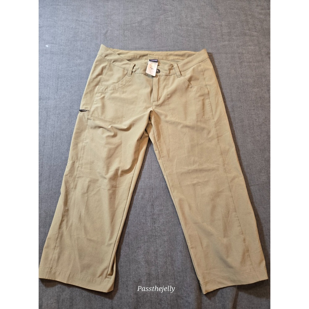 Patagonia Women's Size 6 Khaki Tan Stretch Hiking Pants Outdoor Trail Zip Pocket